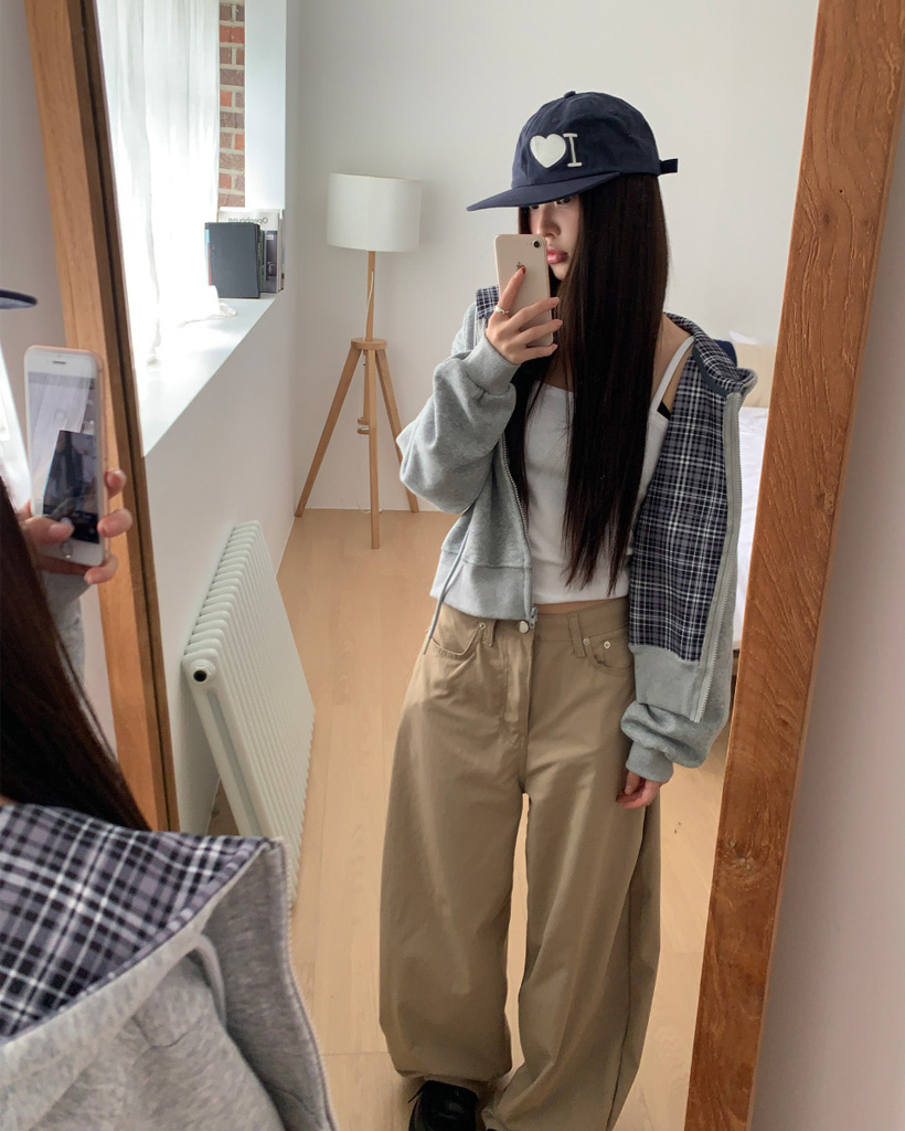 チェックバイカラーパーカー (5color) | ファッション通販サイト