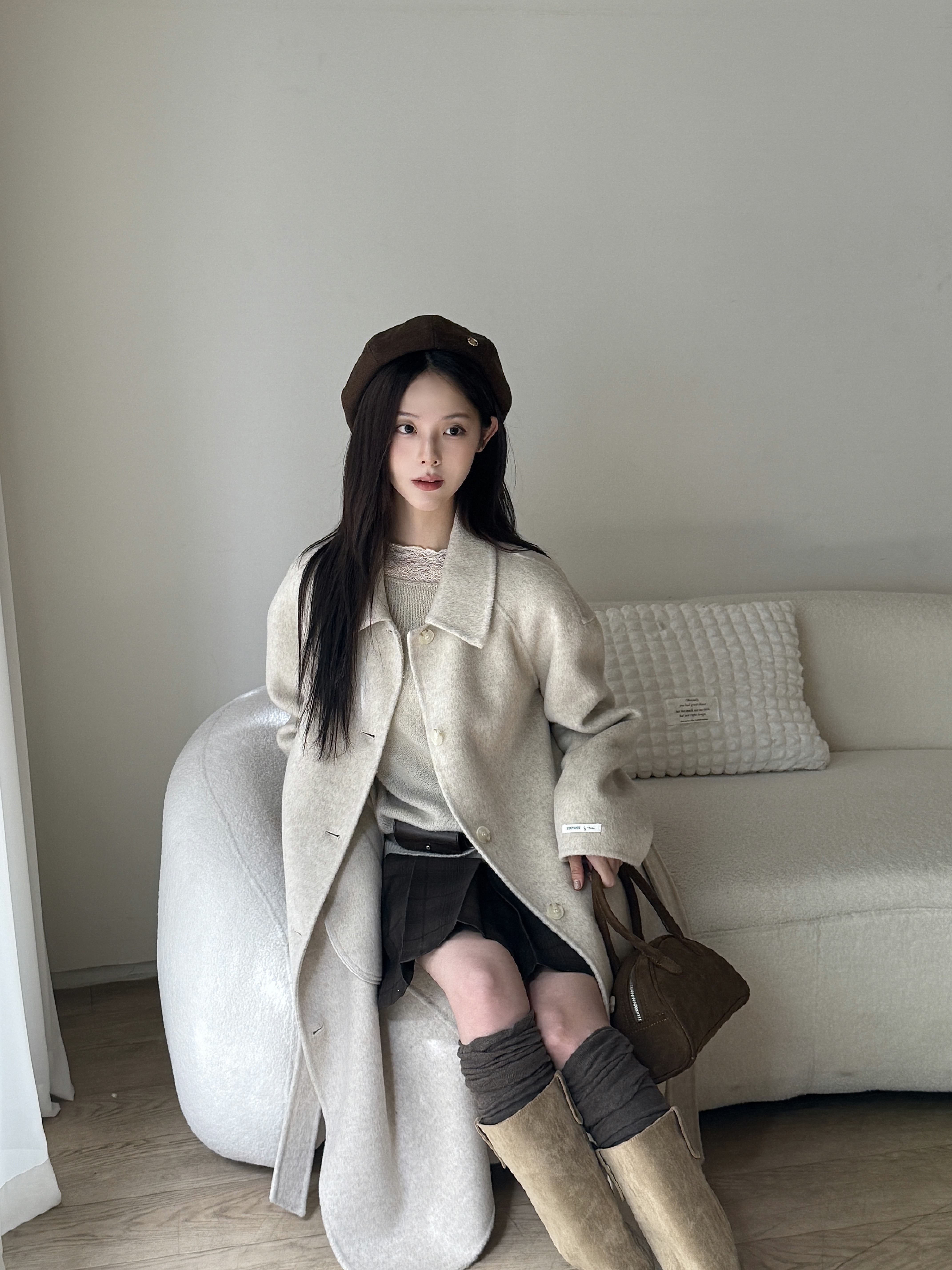 [Influencer pick] Poiten Balmacaan Handmade Long Coat (with Strap Set)