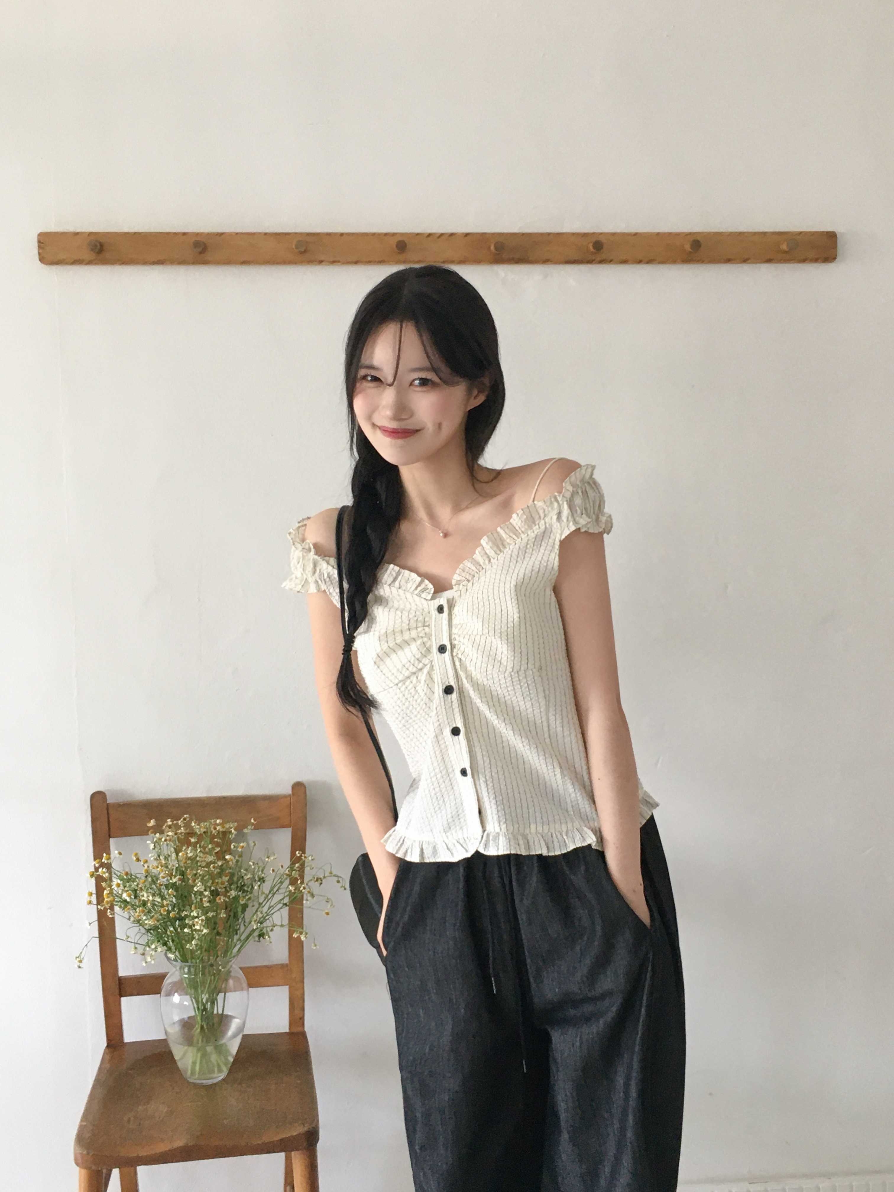 2way]フリルストライプブラウス | ファッション通販サイト NUGU