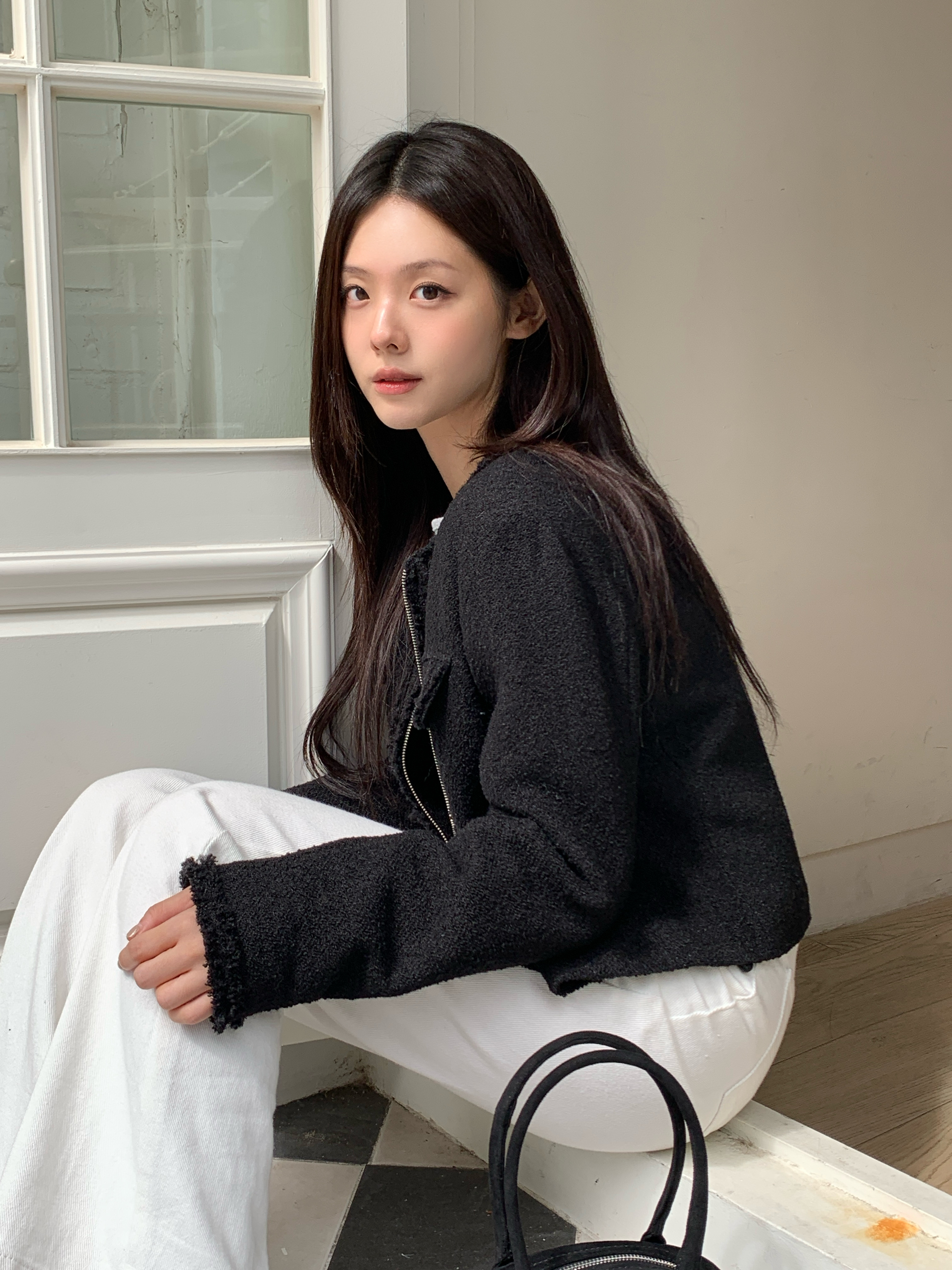 [Influencer pick] Ephons Zipper Crop Tweed Jacket