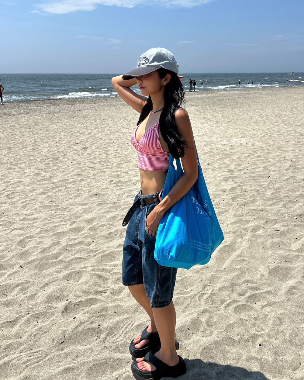 nugu felice バックポケットステッチワイドリジッドデニムパンツ BEST 50]バックポケットステッチワイドリジッドデニムパンツ