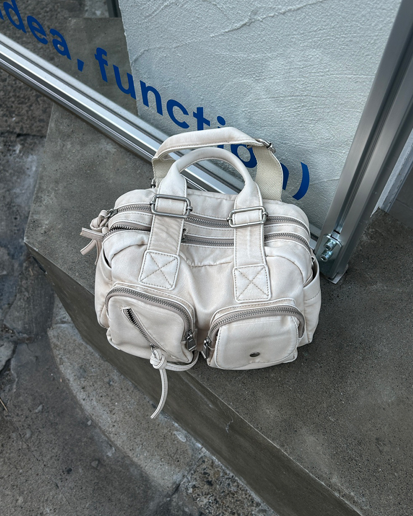 2WAYヴィンテージダブルポケットスクエアボストンバッグ