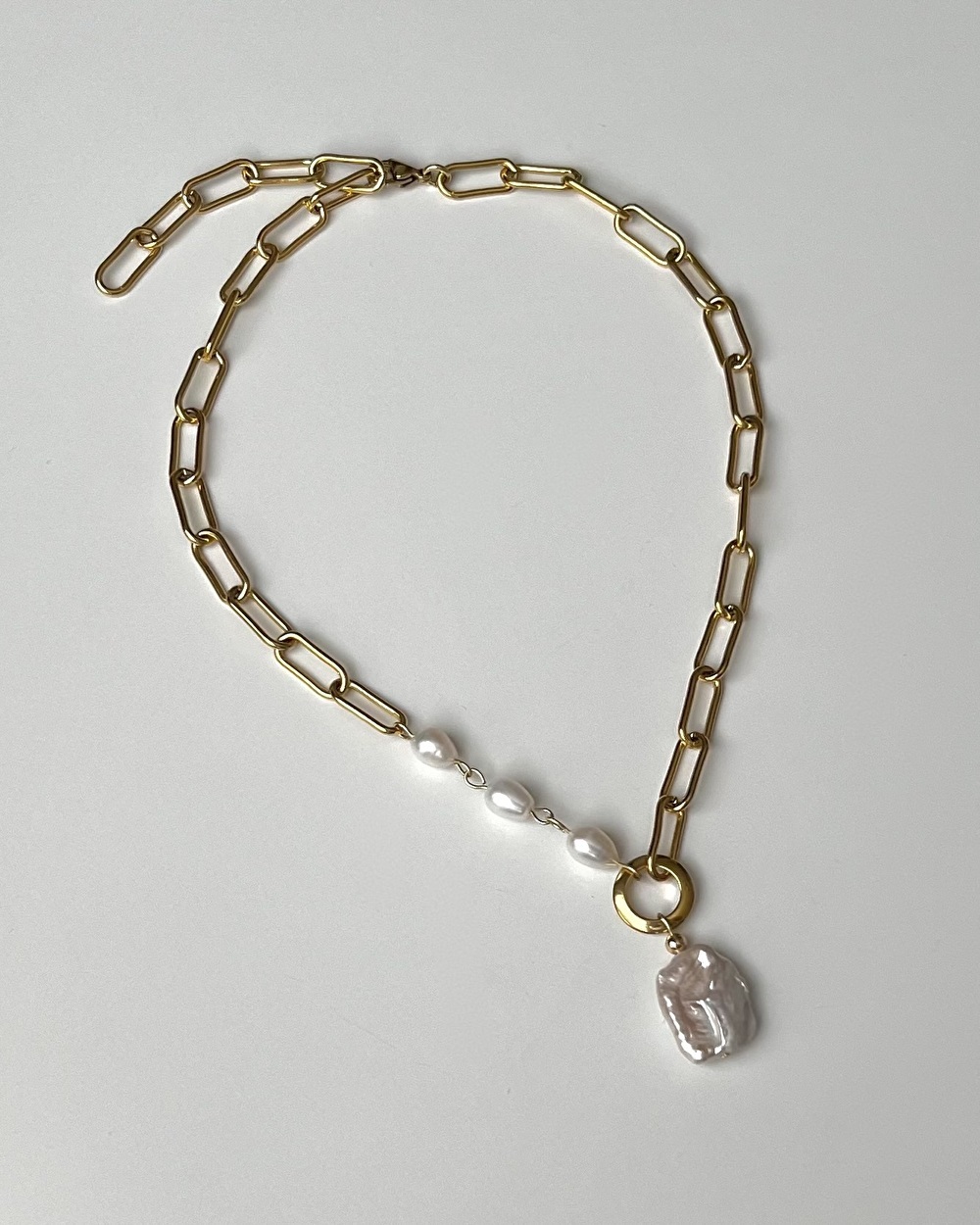 MANA＊マナ＊530236 パールセパレートチェーンネックレス(ゴールド) 530236 pearl separate chain necklace