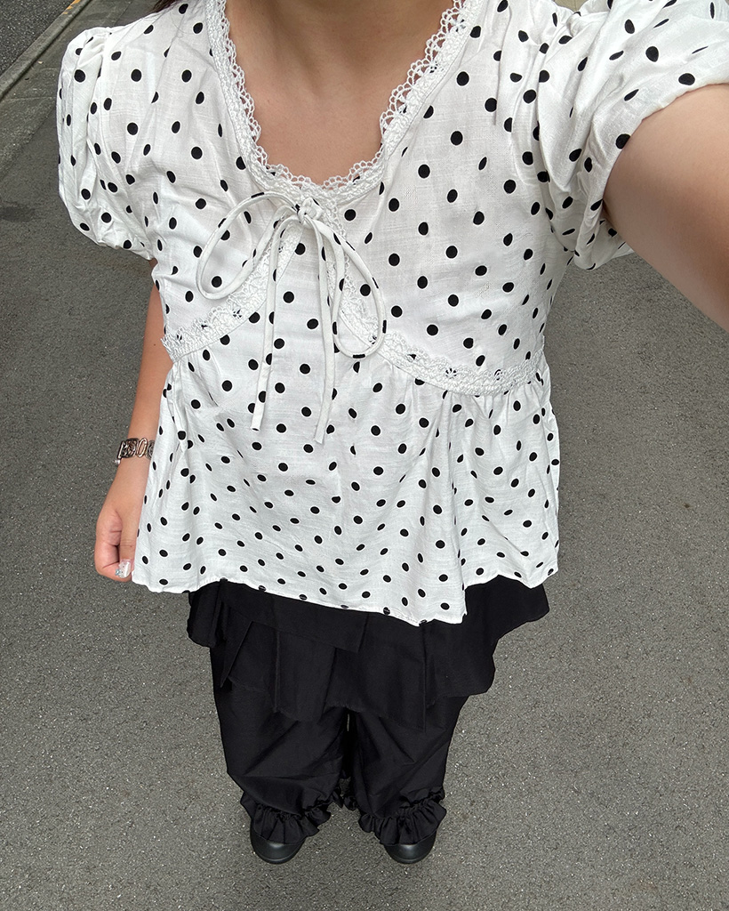 ドット　ブラウス シアードットブラウス