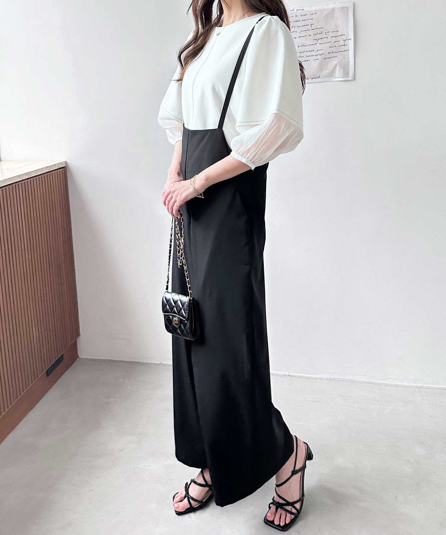 ◆Donna Karan ノースリーブカウルネックフェイクラップドレス UVカット ハイネックノースリーブトップス（タンクトップ