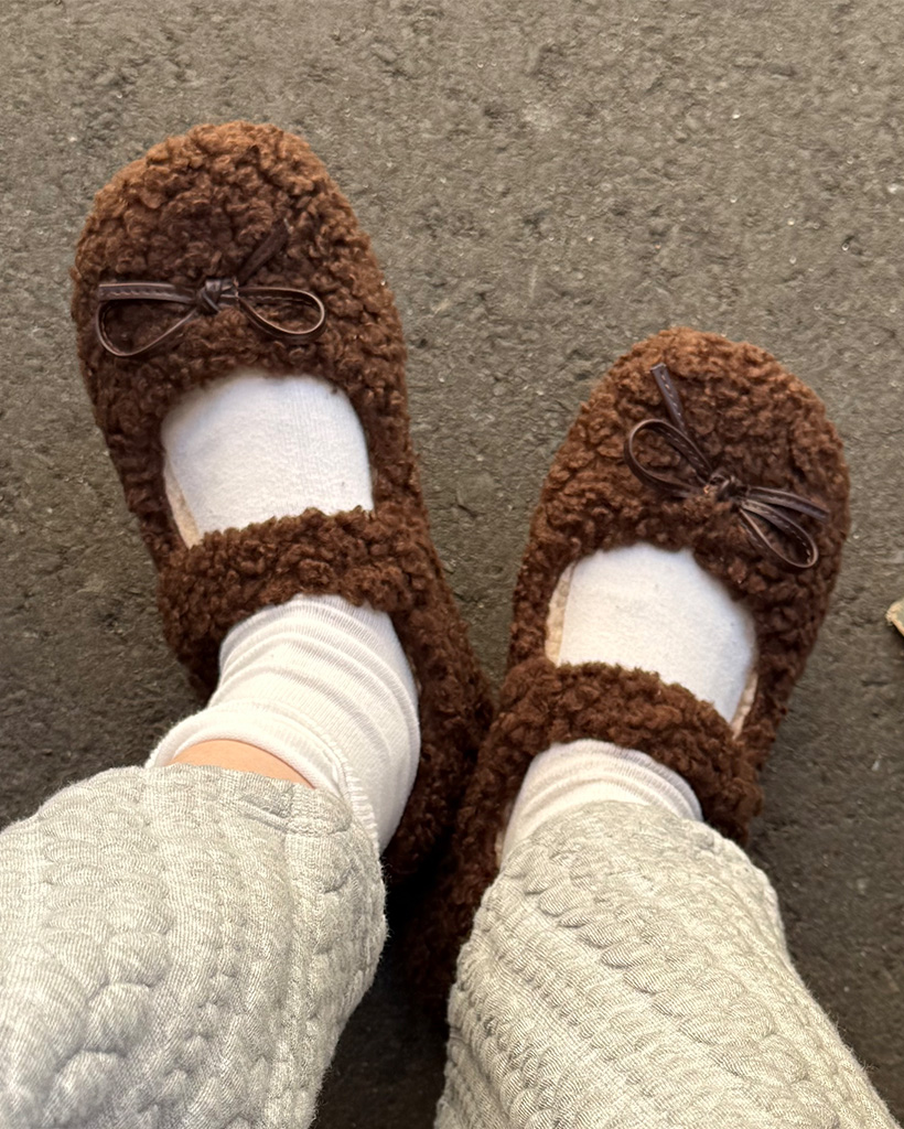 ボアリボンフラットシューズ