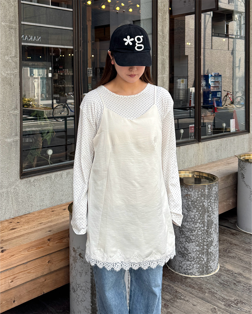 レースミニキャミソールワンピース