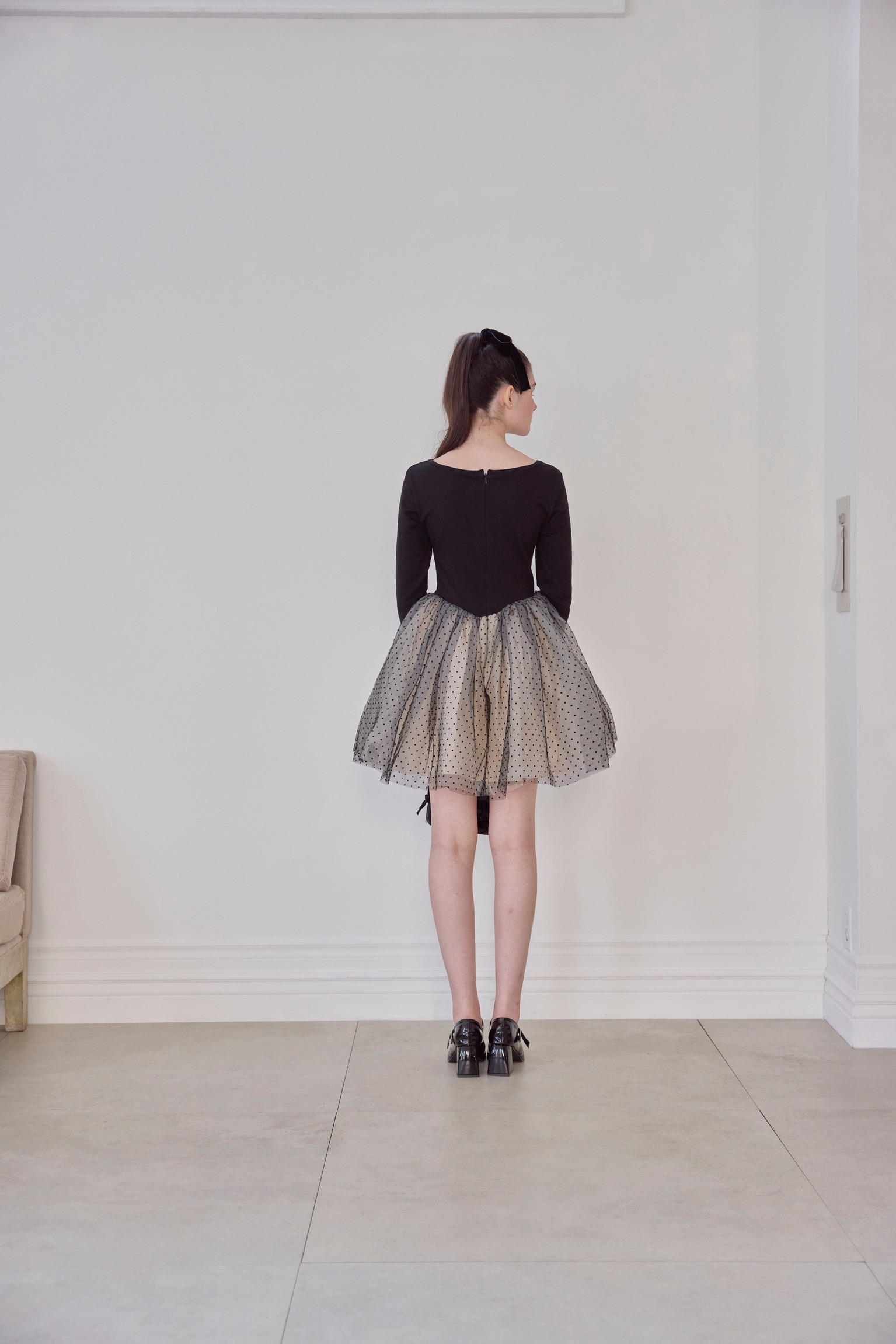 Ballerina dot tulle docking one piece | ファッション通販サイト NUGU