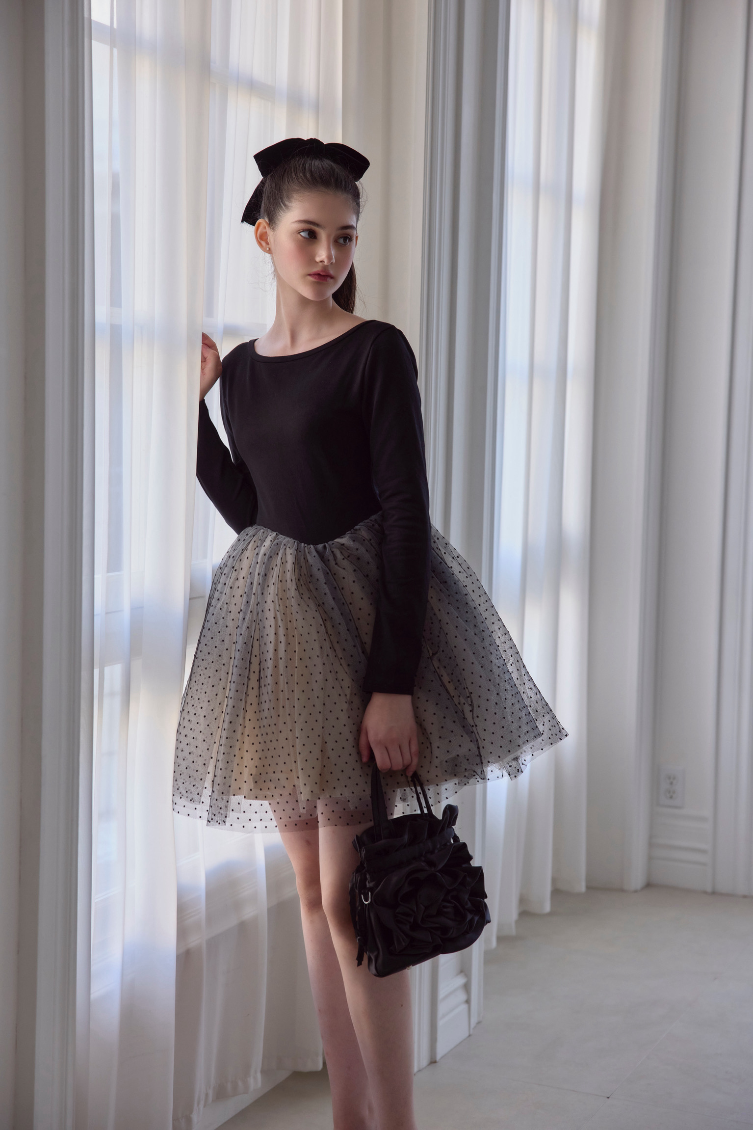 Ballerina dot tulle docking one piece | ファッション通販サイト NUGU