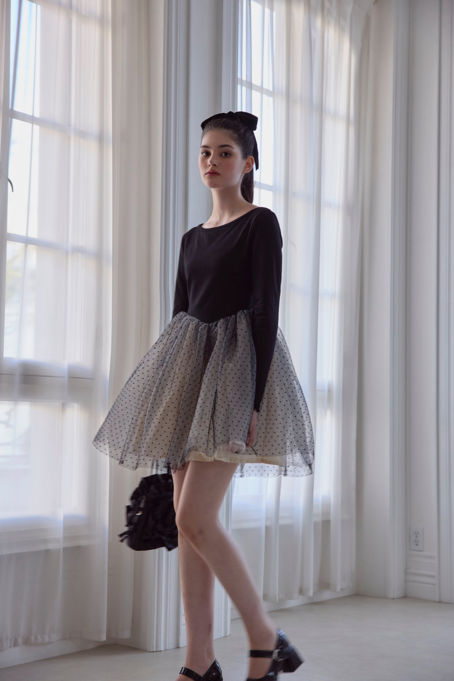 ワンピース Ballerina dot tulle docking one-piece Ballerina dot tulle docking one piece | ファッション通販サイト NUGU