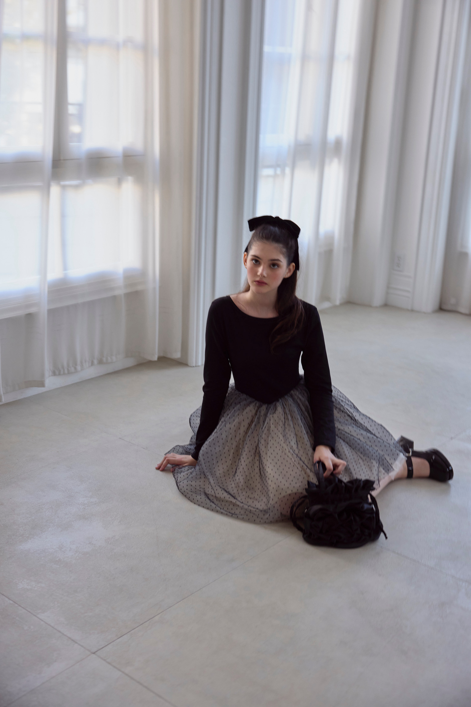 Ballerina dot tulle docking one piece | ファッション通販サイト NUGU