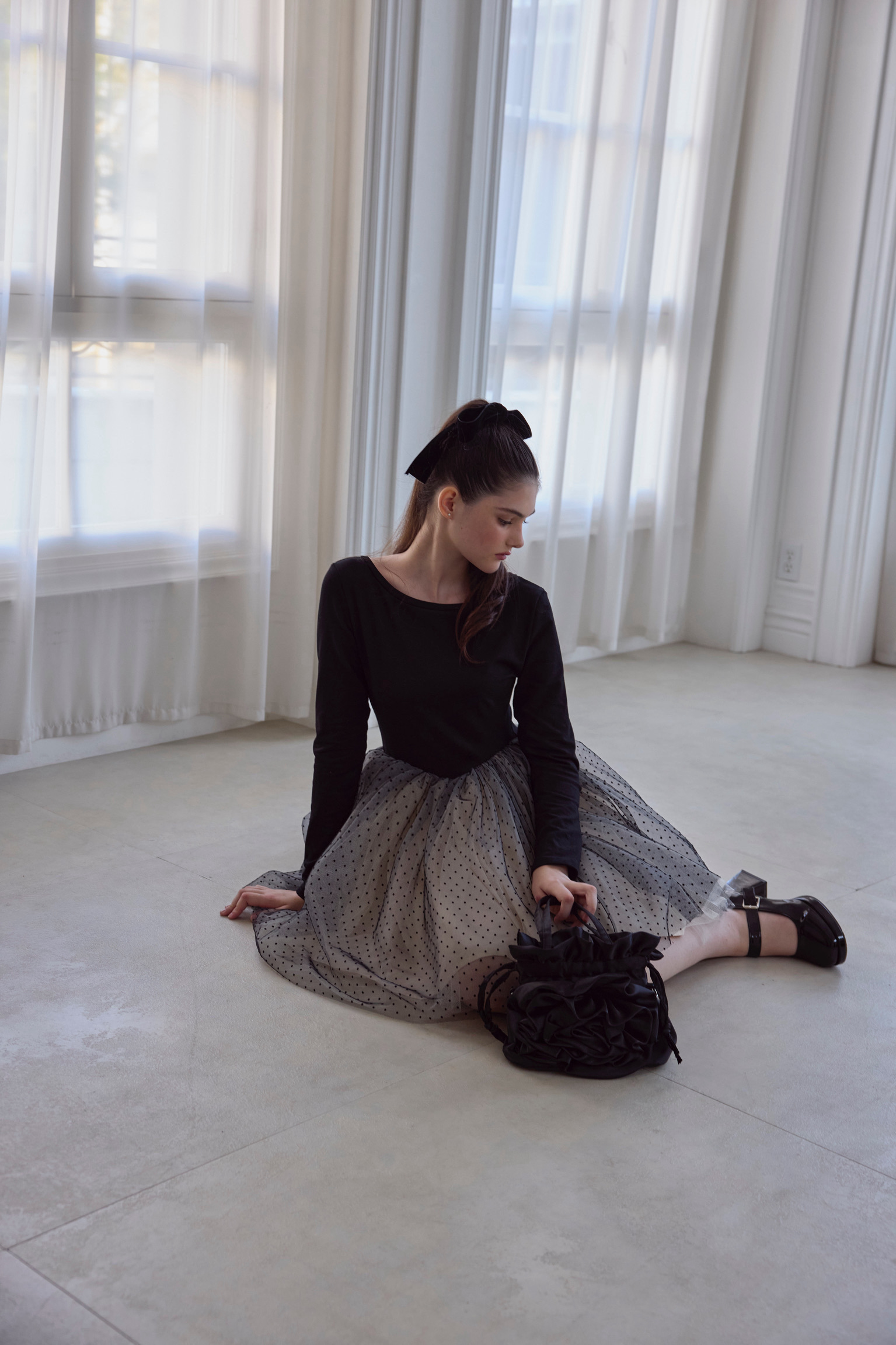 Ballerina dot tulle docking one piece | ファッション通販サイト NUGU