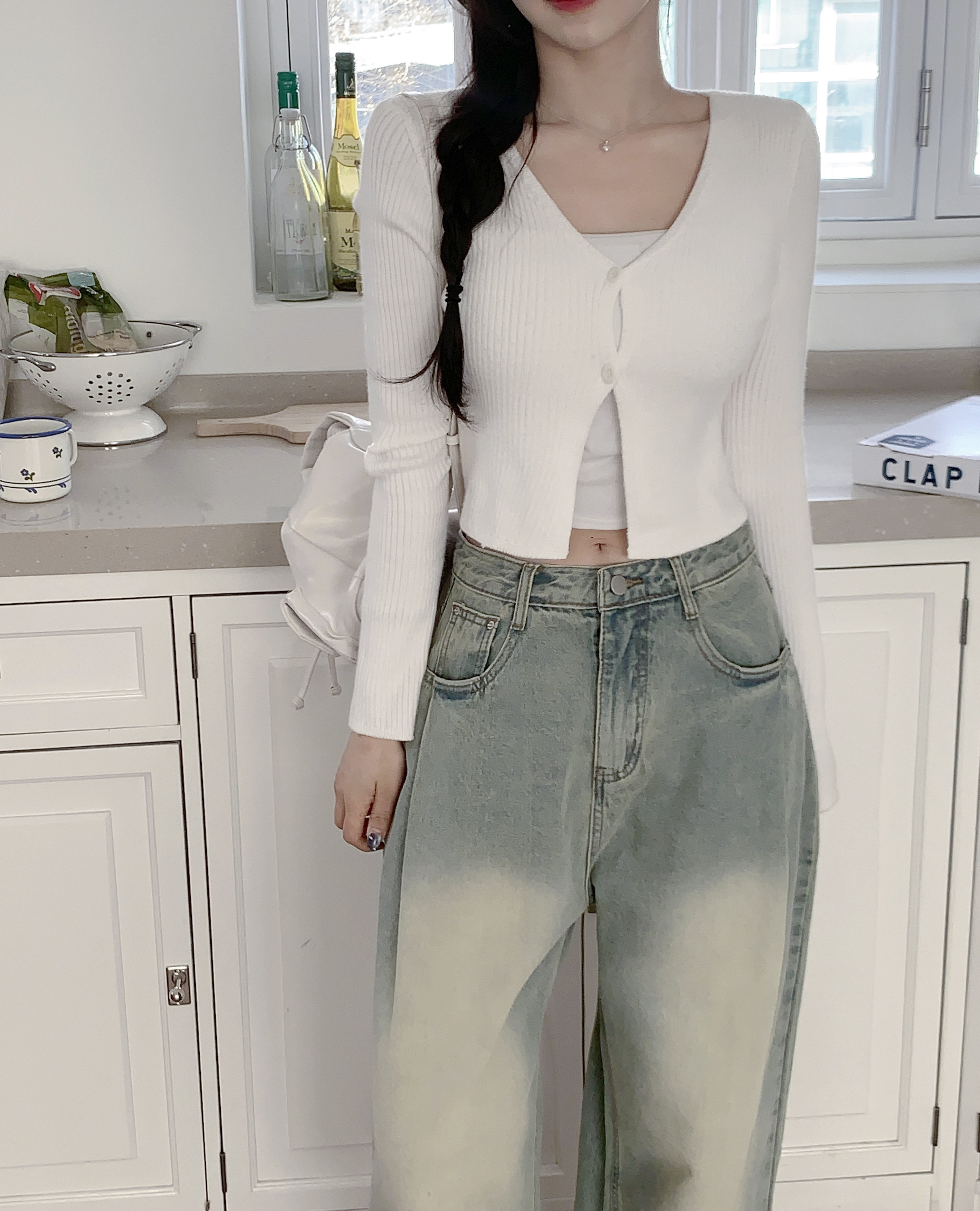 ツーボタンクロップドニットカーディガン | ファッション通販