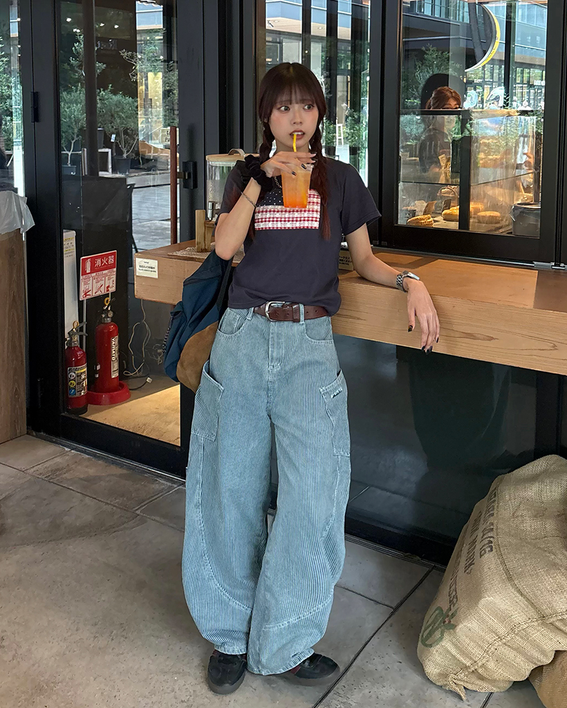 ストライプワイドコットンパンツ | ファッション通販サイト NUGU