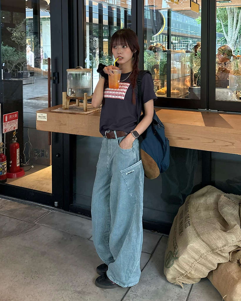 ストライプワイドコットンパンツ | ファッション通販サイト NUGU