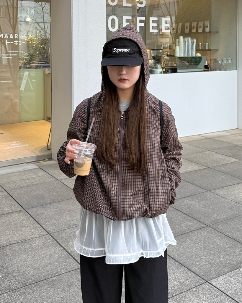 チェックダブルジップウィンドブレーカー