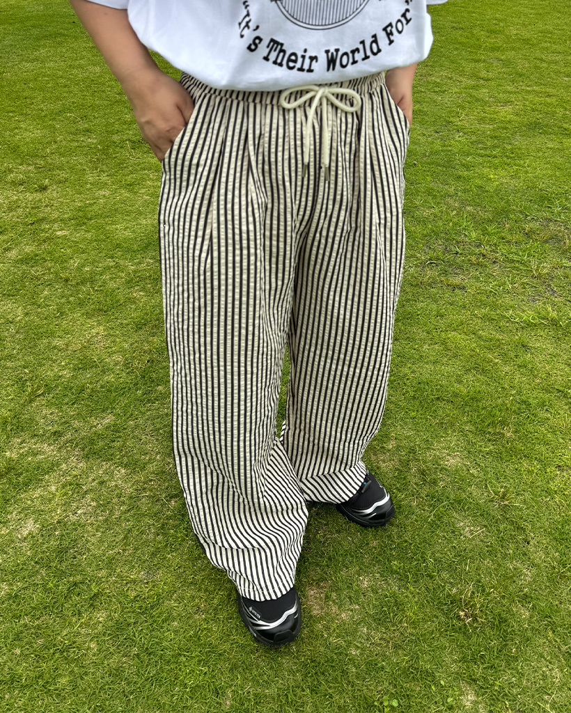 ストライプウエストゴムパンツ