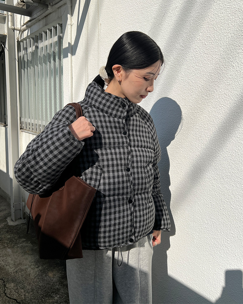 チェックパターンダウンジャケット