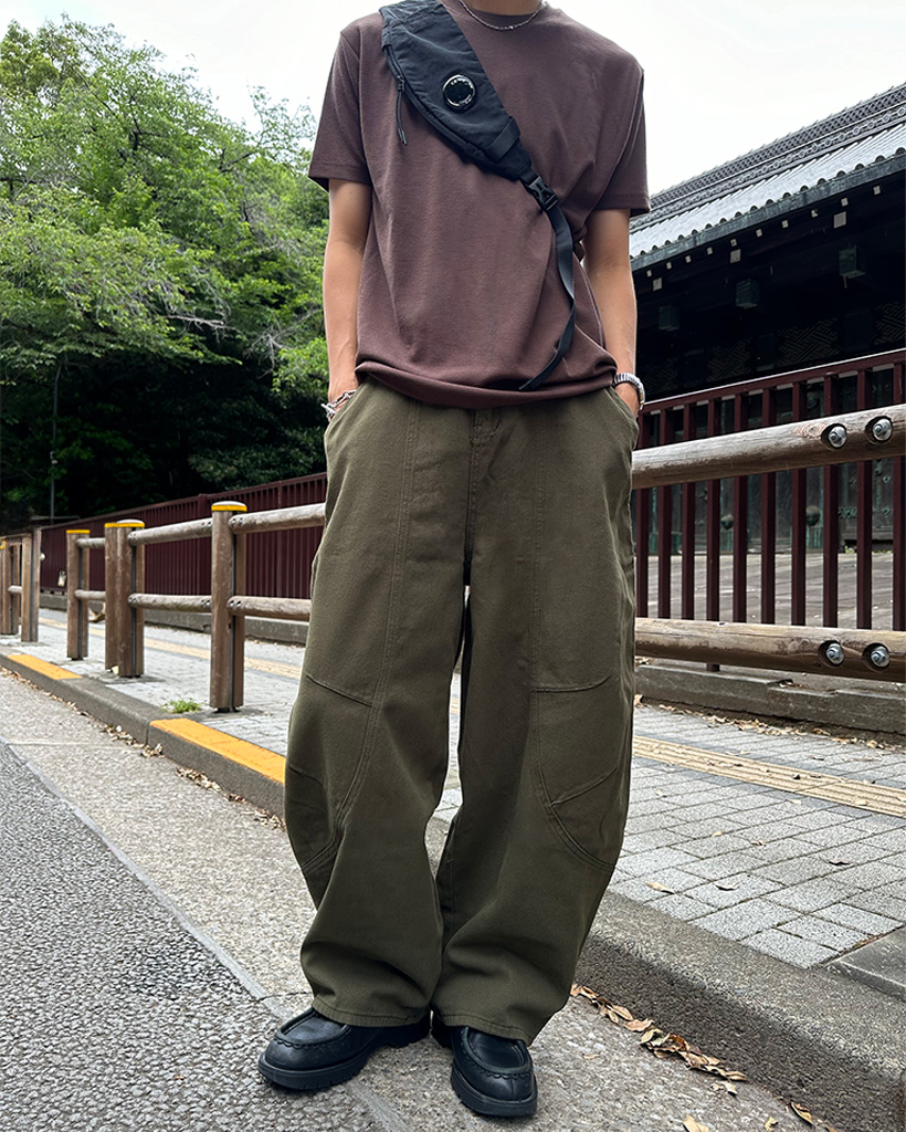 ユニセックス）ヴィンテージカーキコットンパンツ