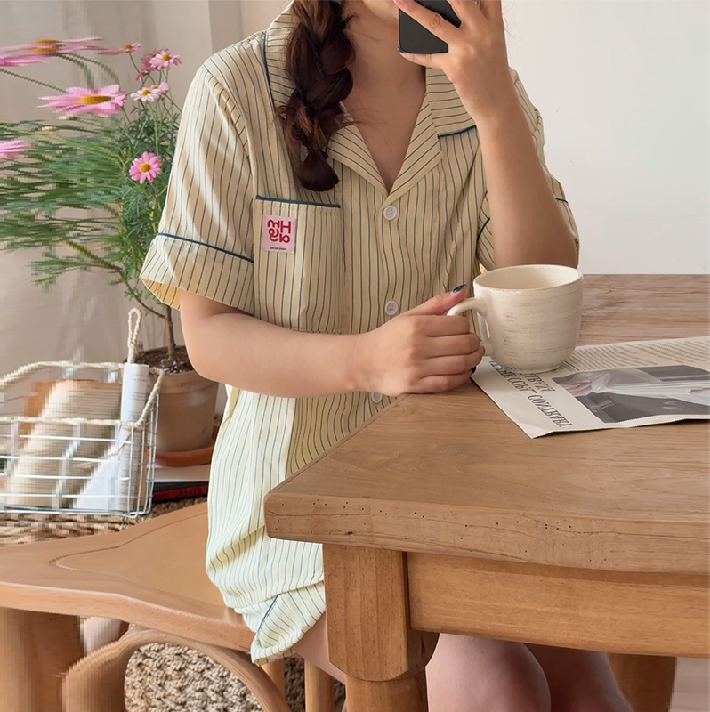 [orignal]ストライプ ボーダー半袖サマーパジャマセット