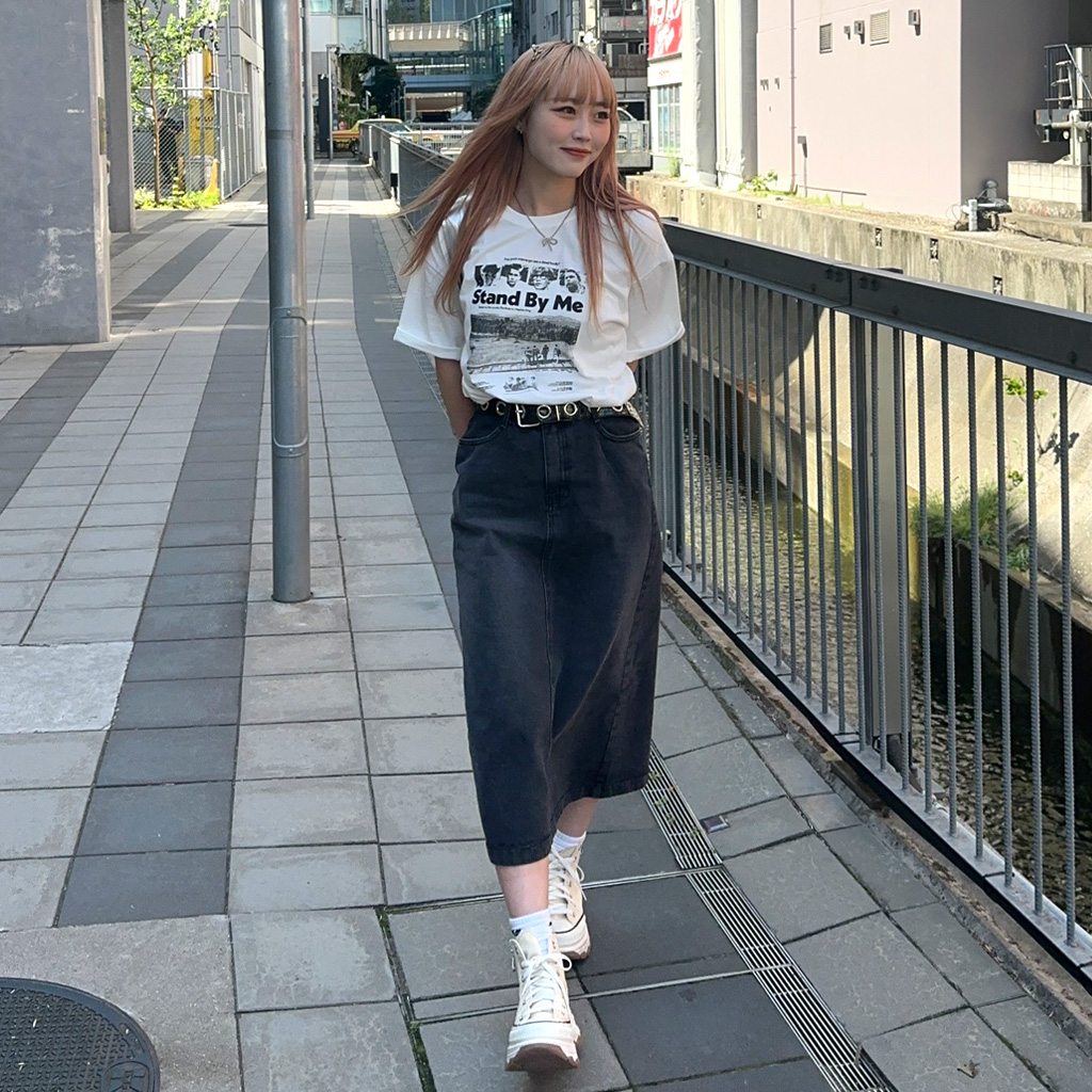 新品タグ付き Plage スリット ブラックデニム ロングスカート メタルボタン 新品 未使用 タグ付き Plage スリット ブラックデニム ロング