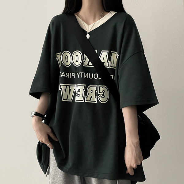バイカラーオーバーサイズ半袖Tシャツ | ファッション通販サイト
