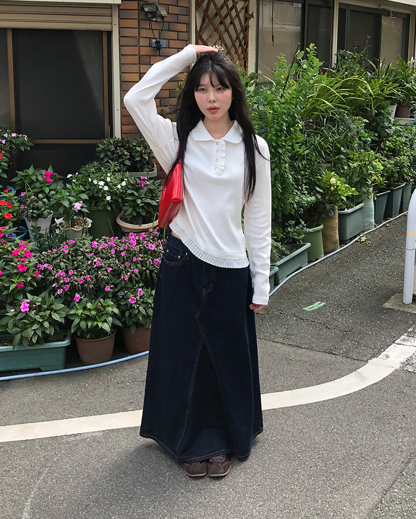 トップス oheshio round collar frill long t-shirt MUSINSA | OHESHIO round collar frill long t-shirt (white)