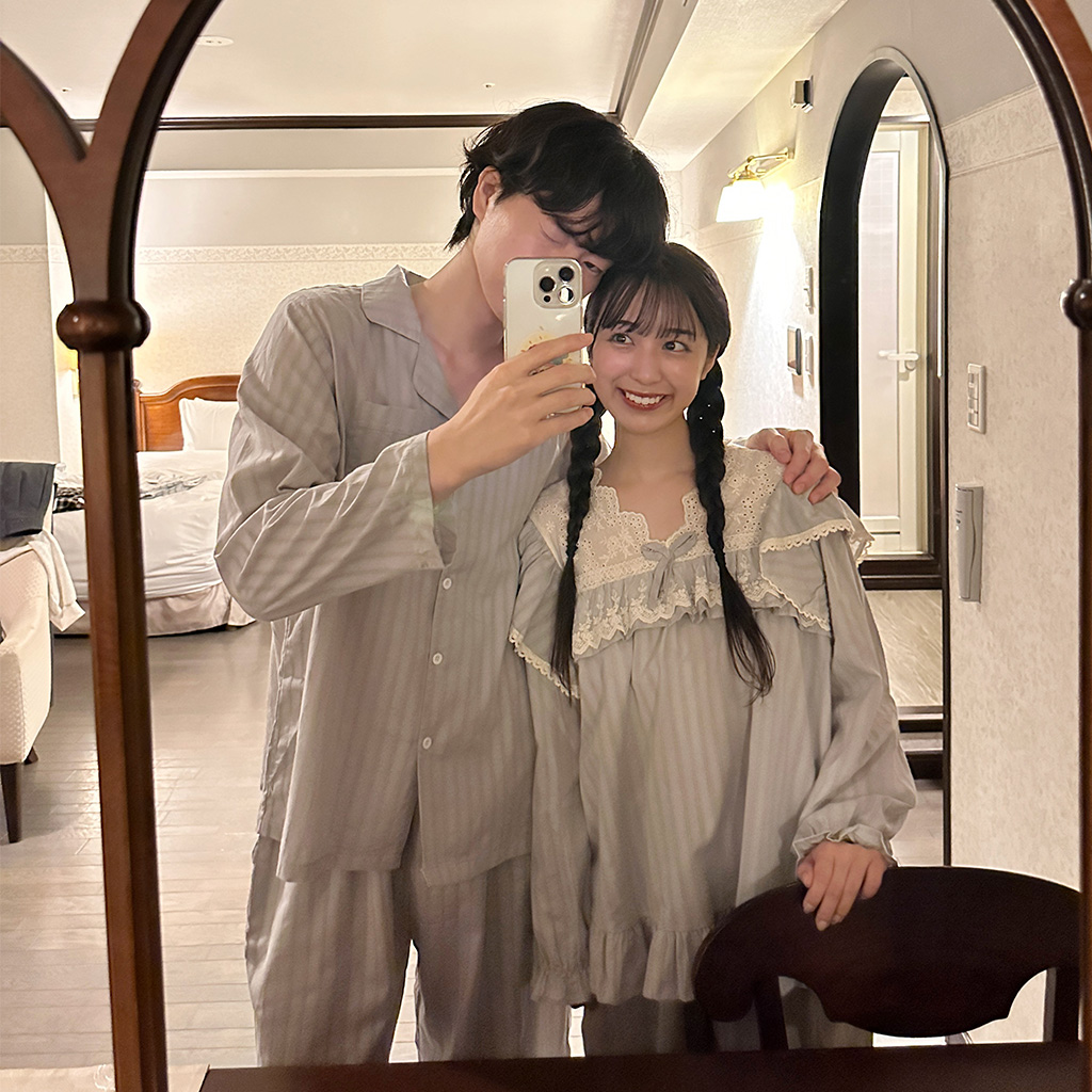 カップルフリルストライプパジャマ | ファッション通販サイト NUGU