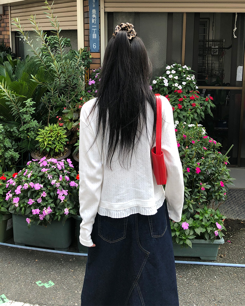 トップス oheshio round collar frill long t-shirt トップス oheshio round collar frill long t-shirt ROUND