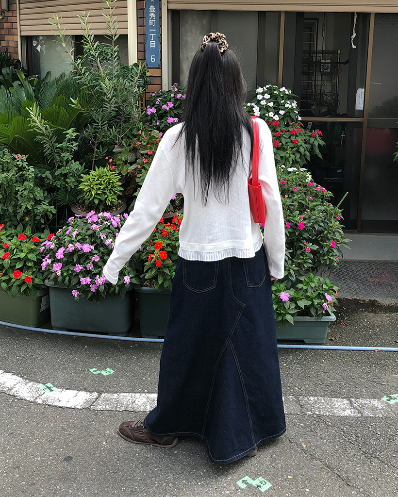 SONIA JOHNES ブラックドットトップス サイズ3 マキシスリットデニムロングスカート | ファッション通販サイト NUGU