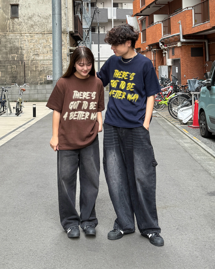 はるてゃ ユニセックス）マーカーレタリングニットハーフTシャツ