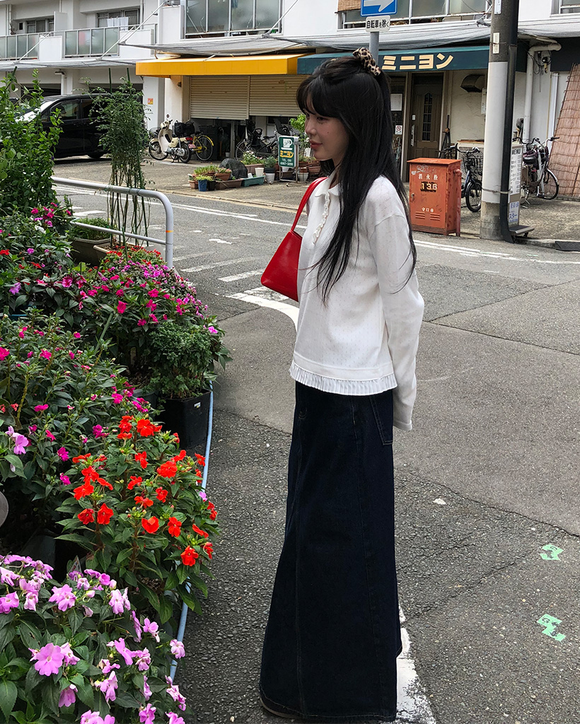トップス oheshio round collar frill long t-shirt MUSINSA公式 | OHESHIO round collar frill long t-shirt (white)