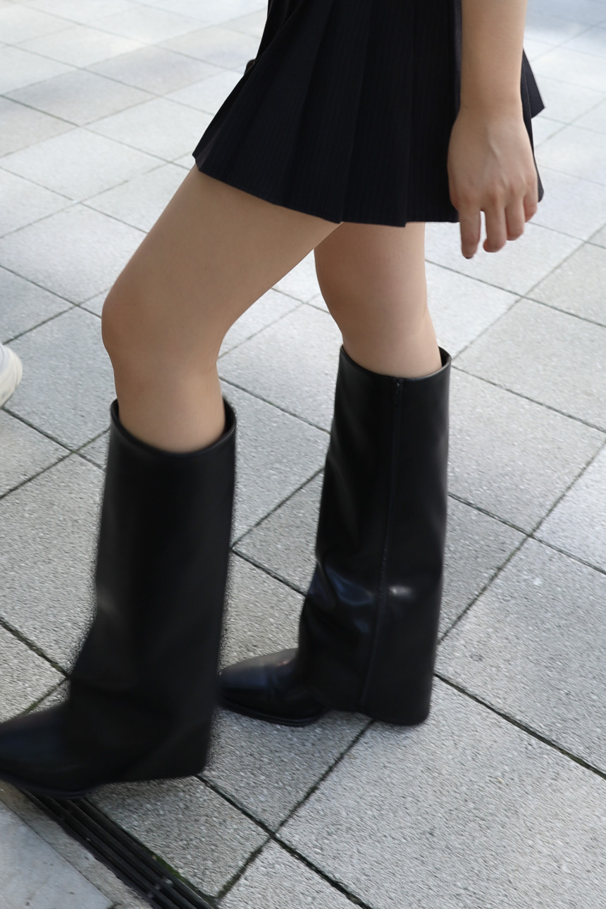 7CM]厚底フォールドオーバーロングブーツ | ファッション通販サイト NUGU