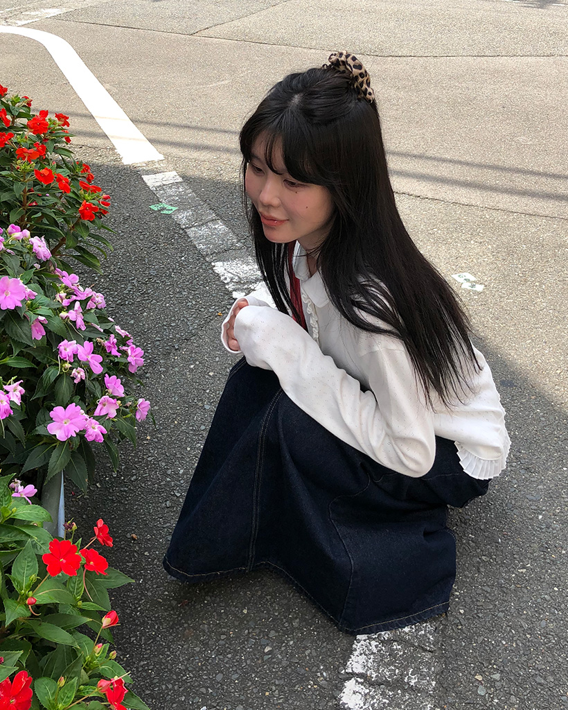 OHESHIO X sep19] round collar frill long t-shirt (white
