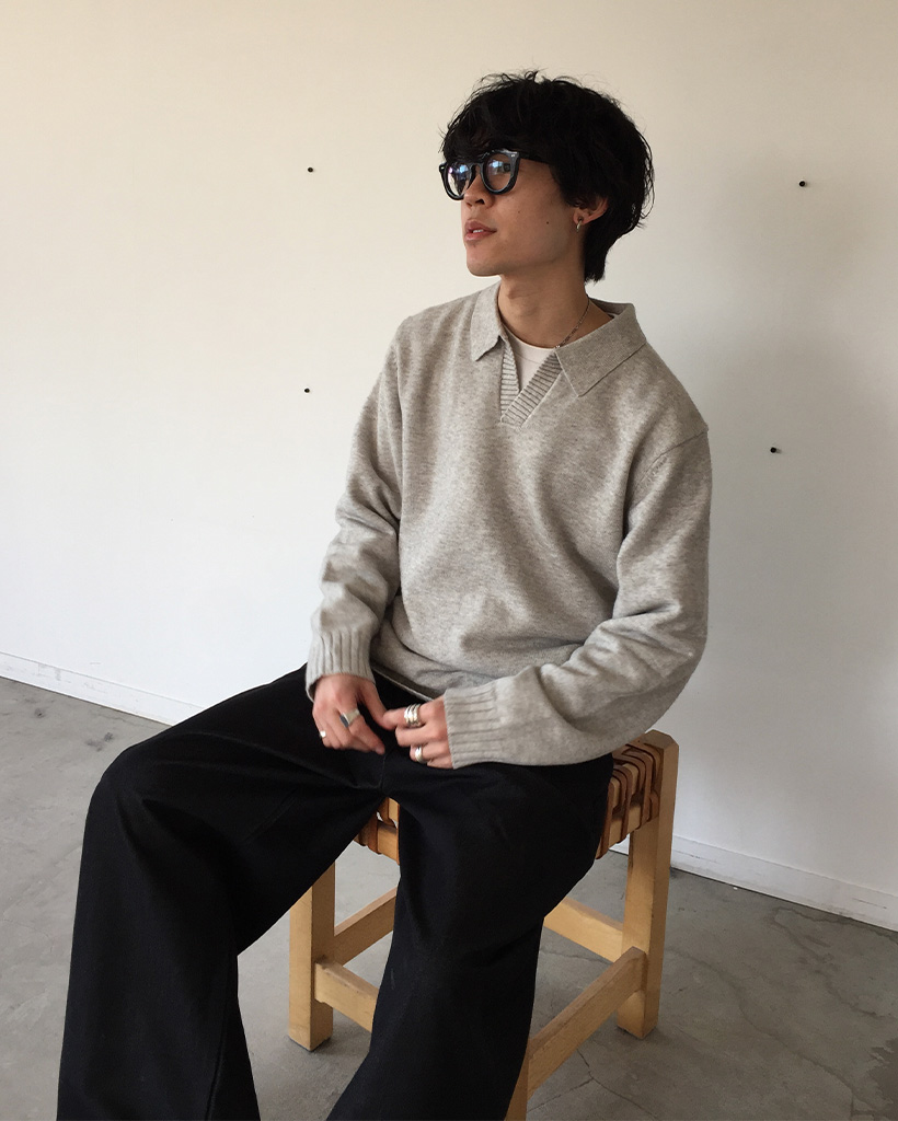 yuriページ ユニセックス)タック入りデニムワイドスラックス | ファッション