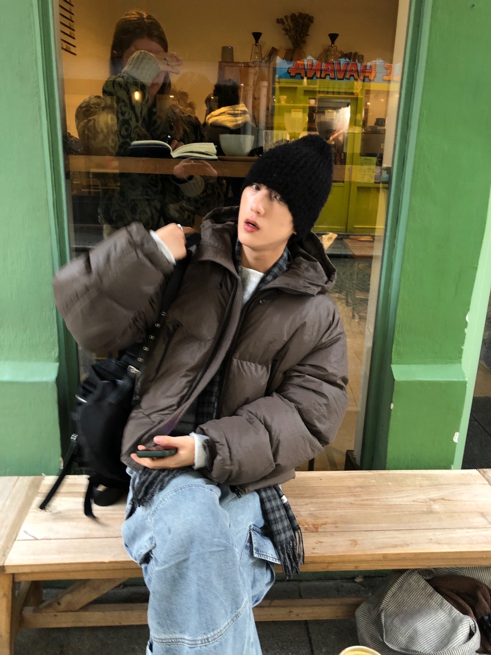 (3color)厚手クロップド丈ダウン