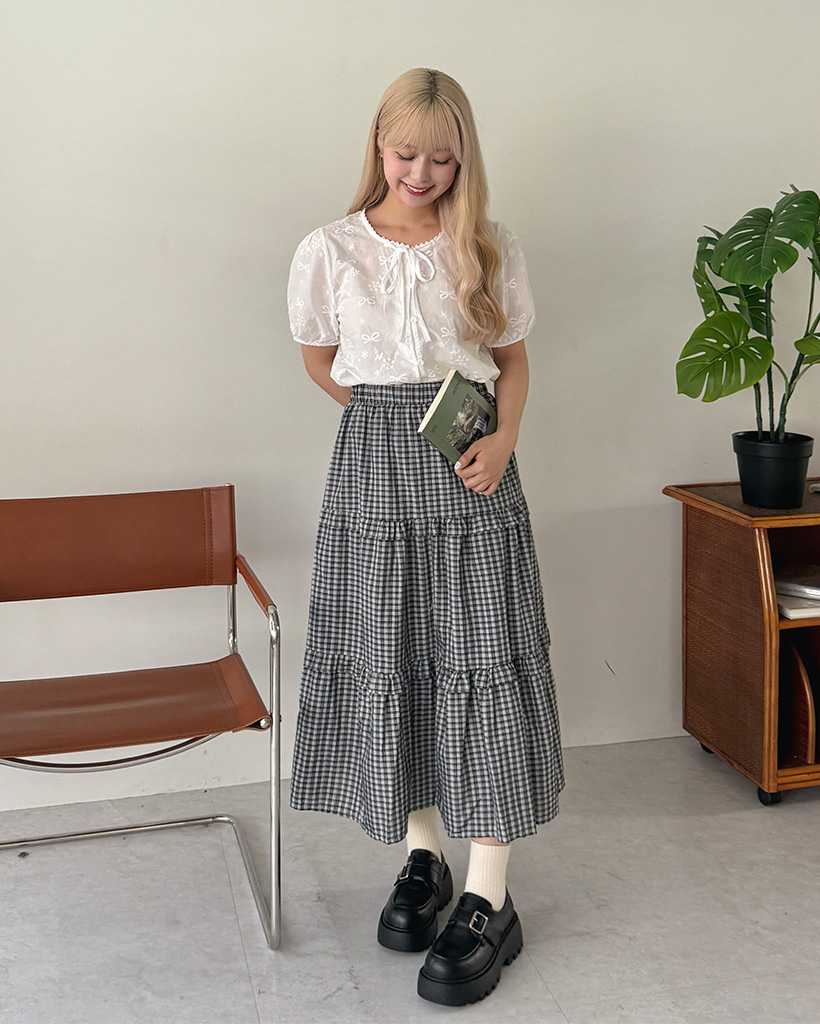 チェックティアードロングスカート | ファッション通販サイト NUGU