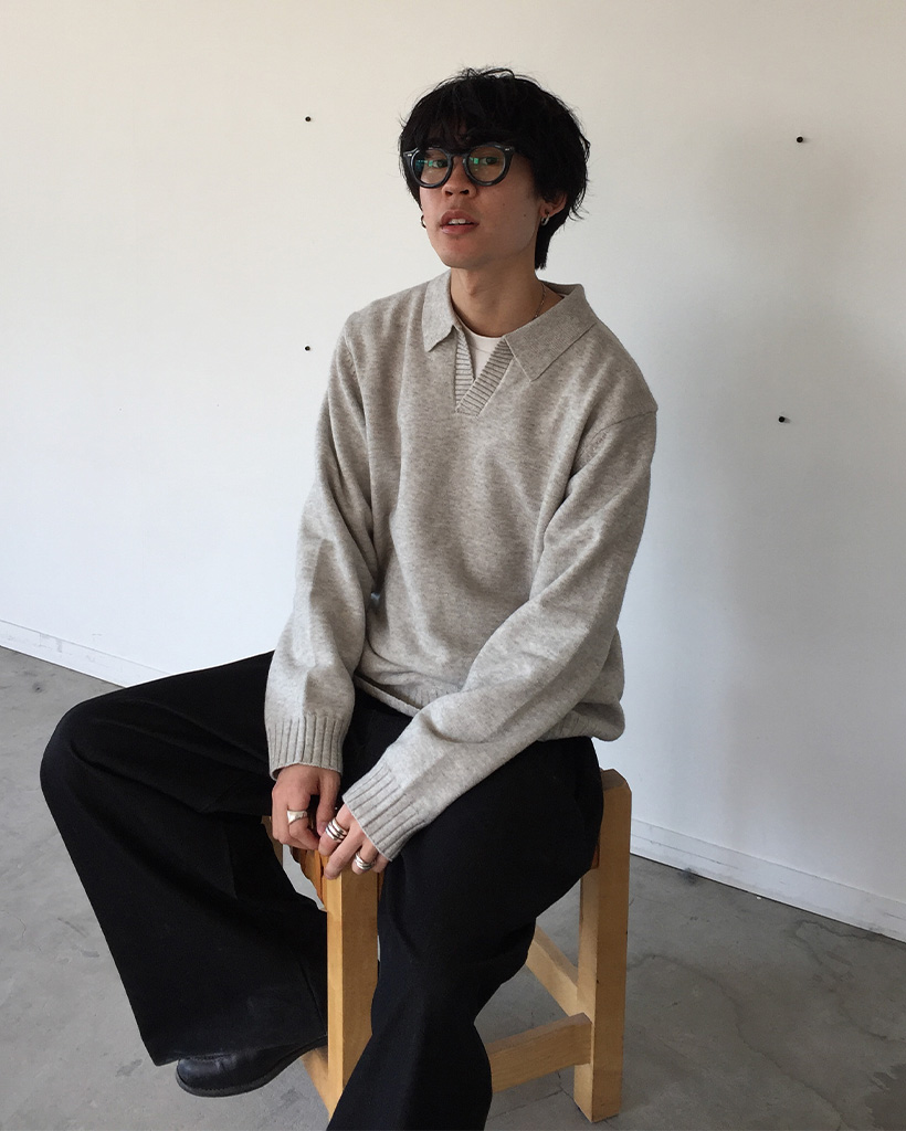 ユニセックス)タック入りデニムワイドスラックス | ファッション