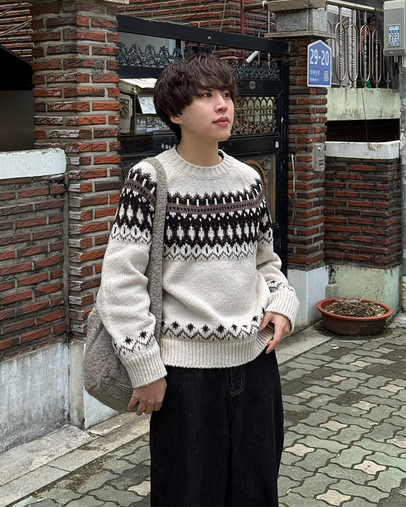 （ユニセックス）ノルディックラウンドニット