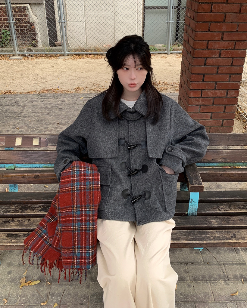 ビッグカラーダッフルクロップジャケット