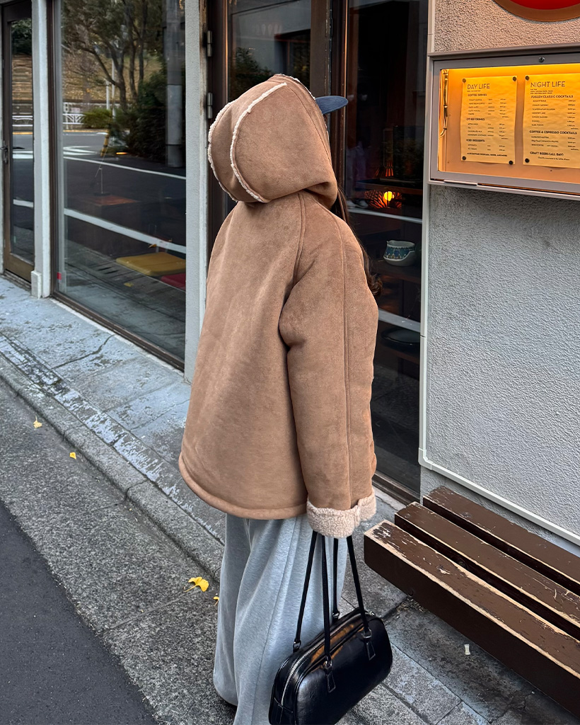 スエードフード付きムートンジャケット | ファッション通販サイト NUGU