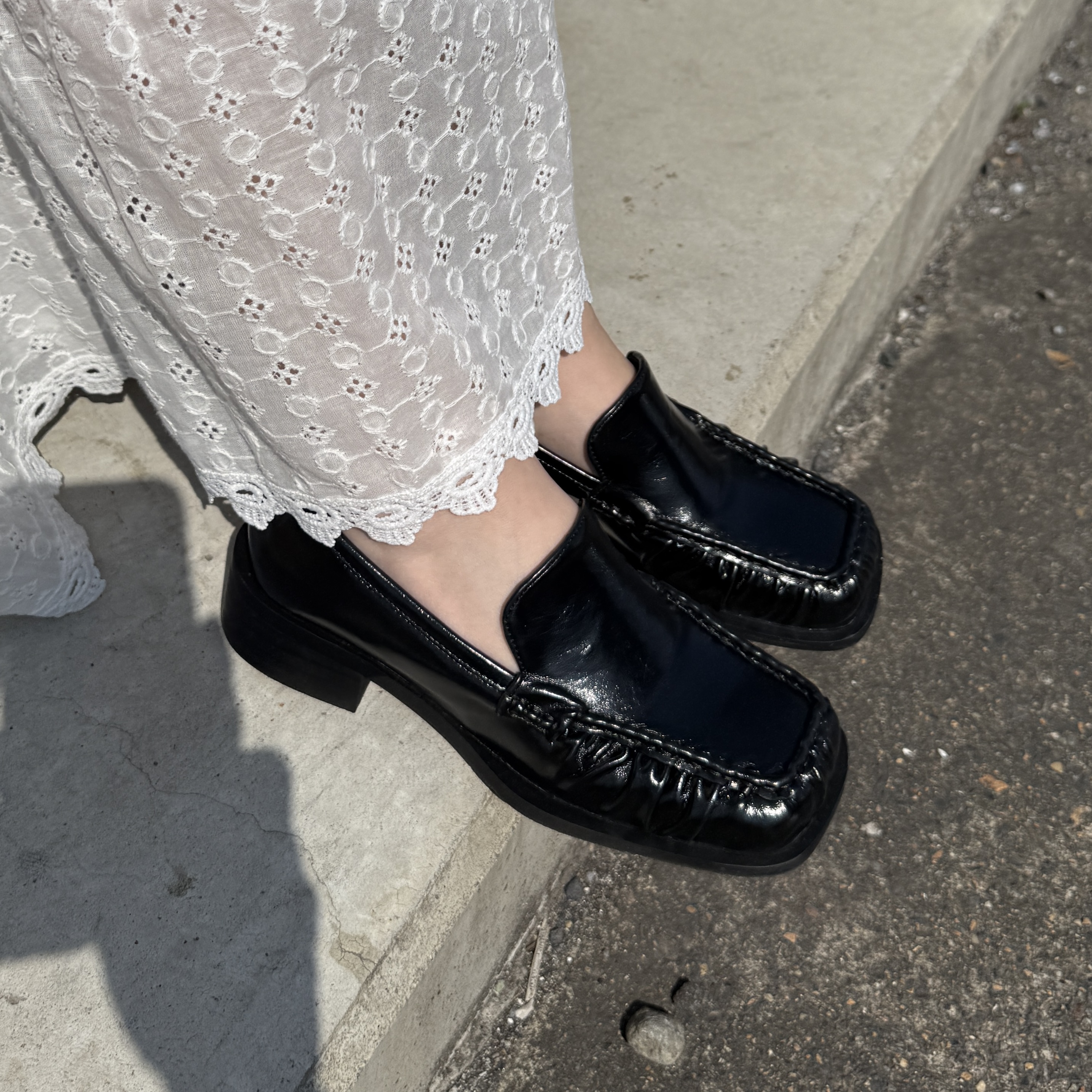 スクエアシャーリングローファー