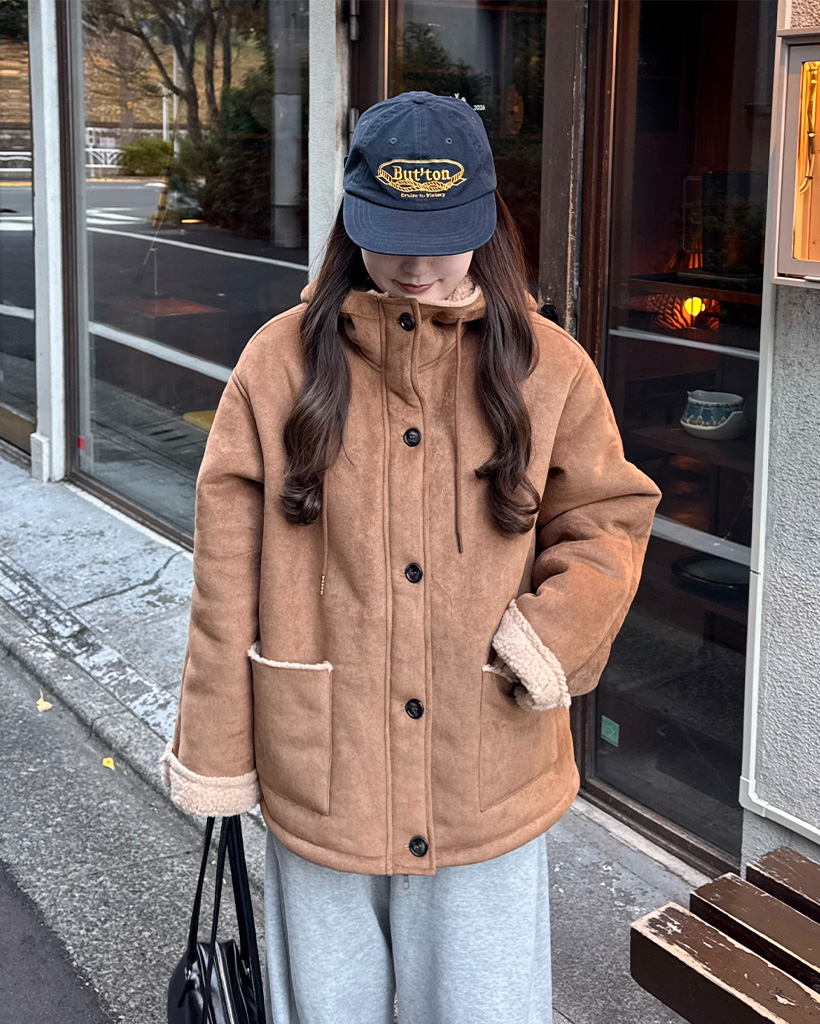 スエードフード付きムートンジャケット | ファッション通販サイト NUGU