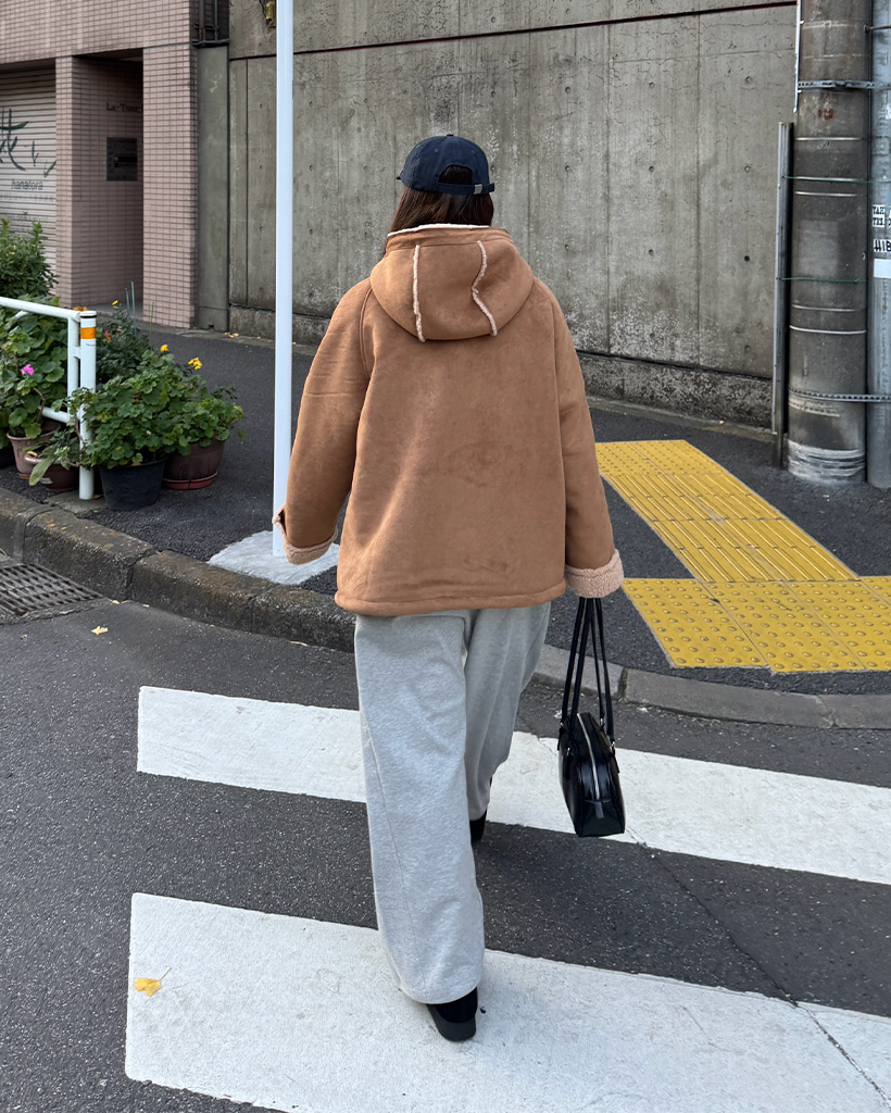 スエードフード付きムートンジャケット | ファッション通販サイト NUGU