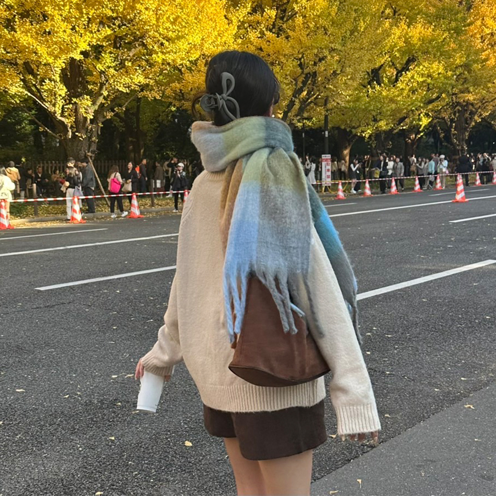 DRIES VAN NOTENチェックロングマフラー 20AW DRIES VAN NOTEN / Long Knit Scarf‐ロングマフラー