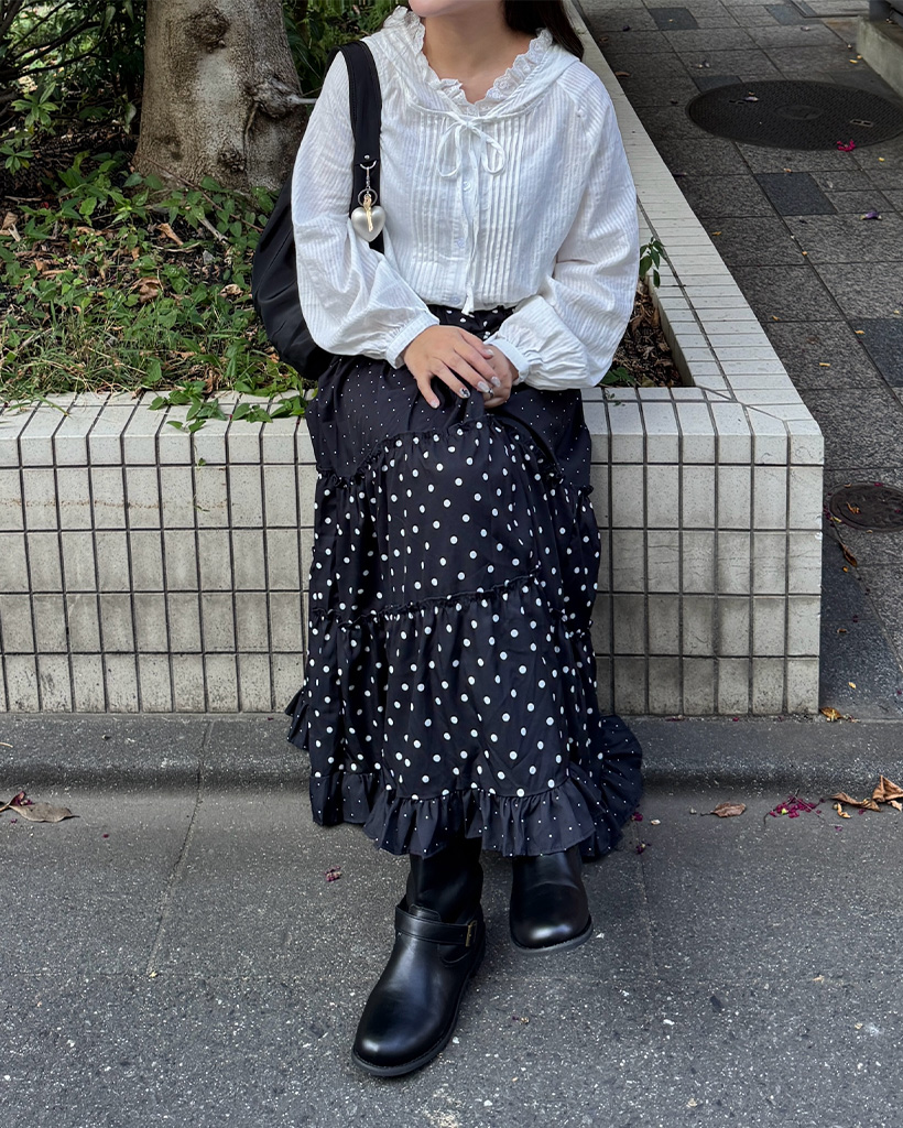 ドットフリルロングスカート | ファッション通販サイト NUGU