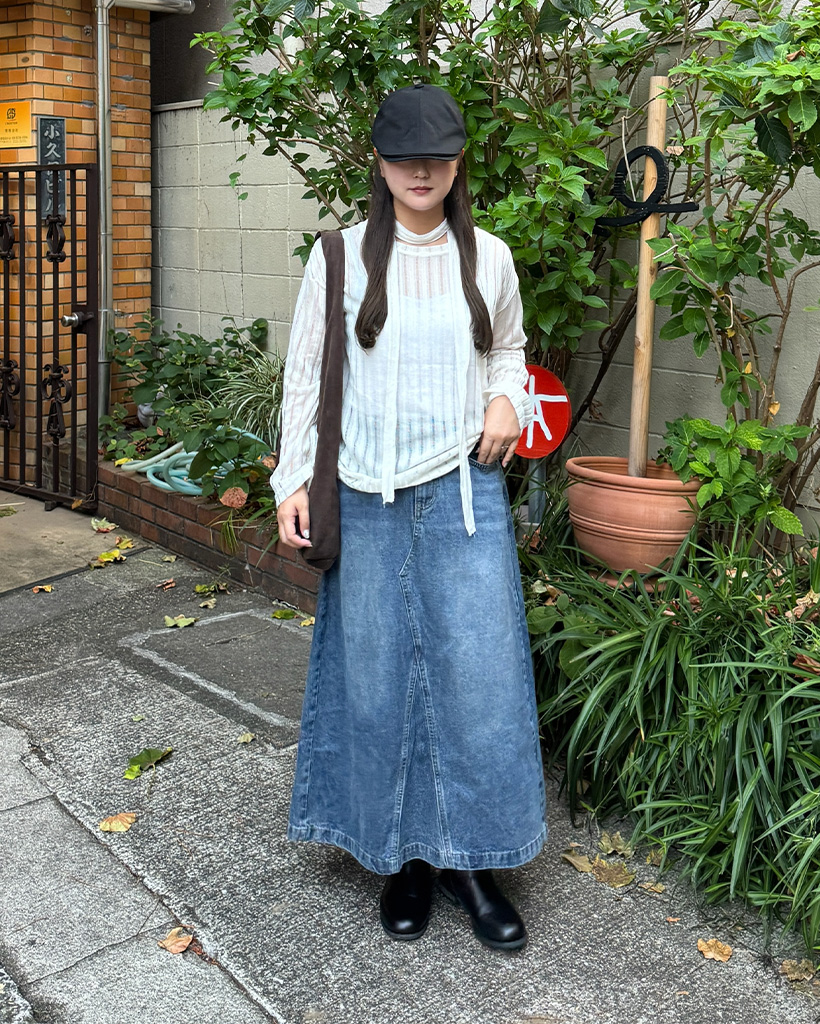 ヴィンテージデニムミドル丈スカート