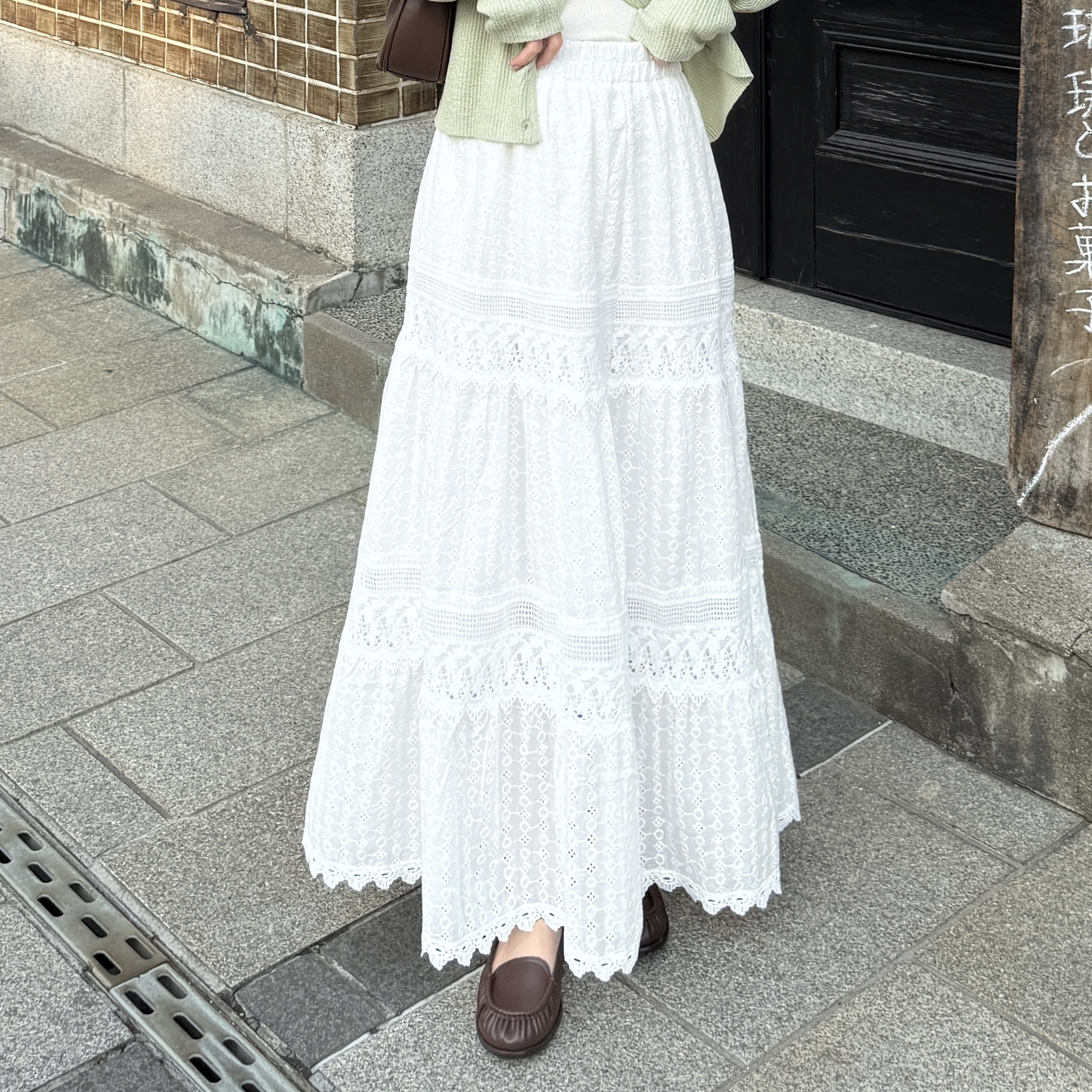 パンティングディテールロングスカート