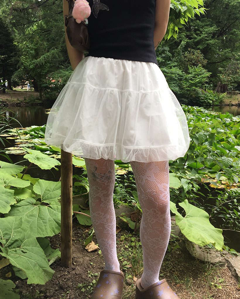 poppy チュールバルーンミニスカート ブラック Tulle balloon mini skirt (black) – POPPY
