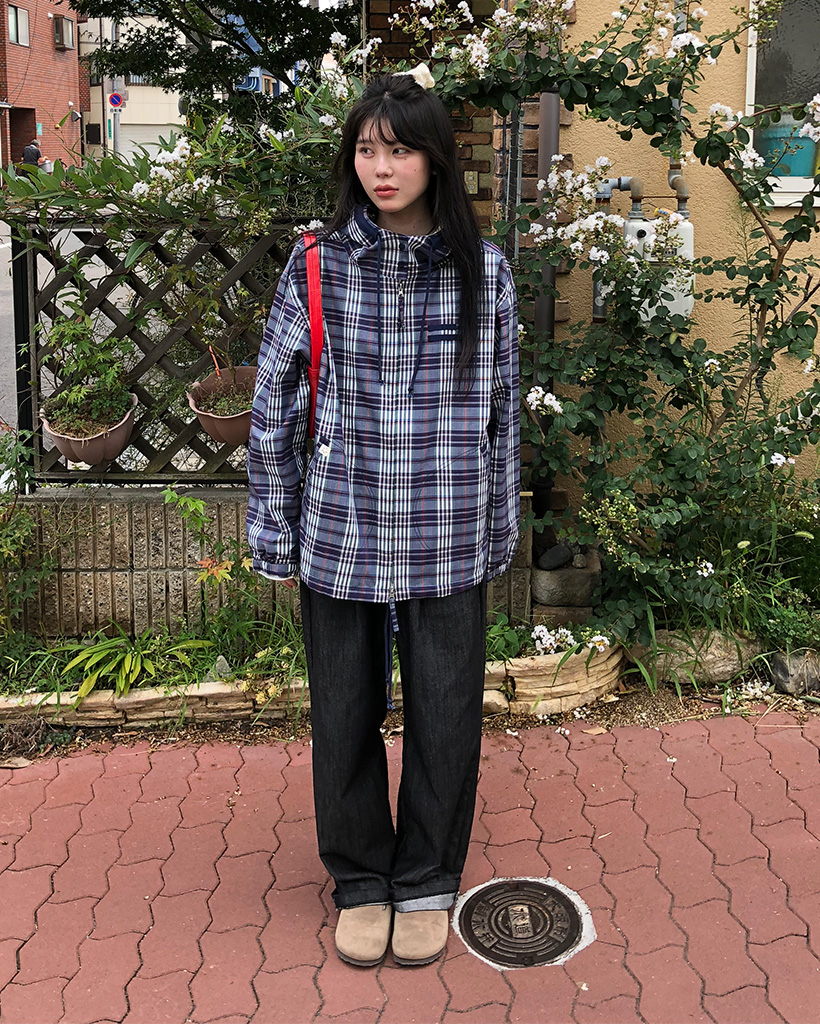 OHESHIO X sep19] SHIRT HOODED ZIP-UP, PURPLE CHECK | ファッション